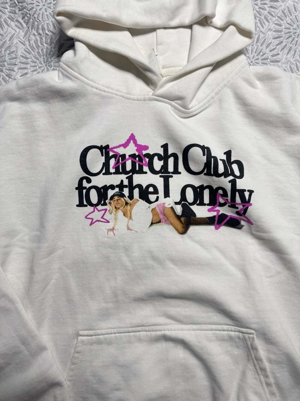 Nessa Barrett Church Club For The Lonely Tour Merch Hoodie White Womenโs 2XL